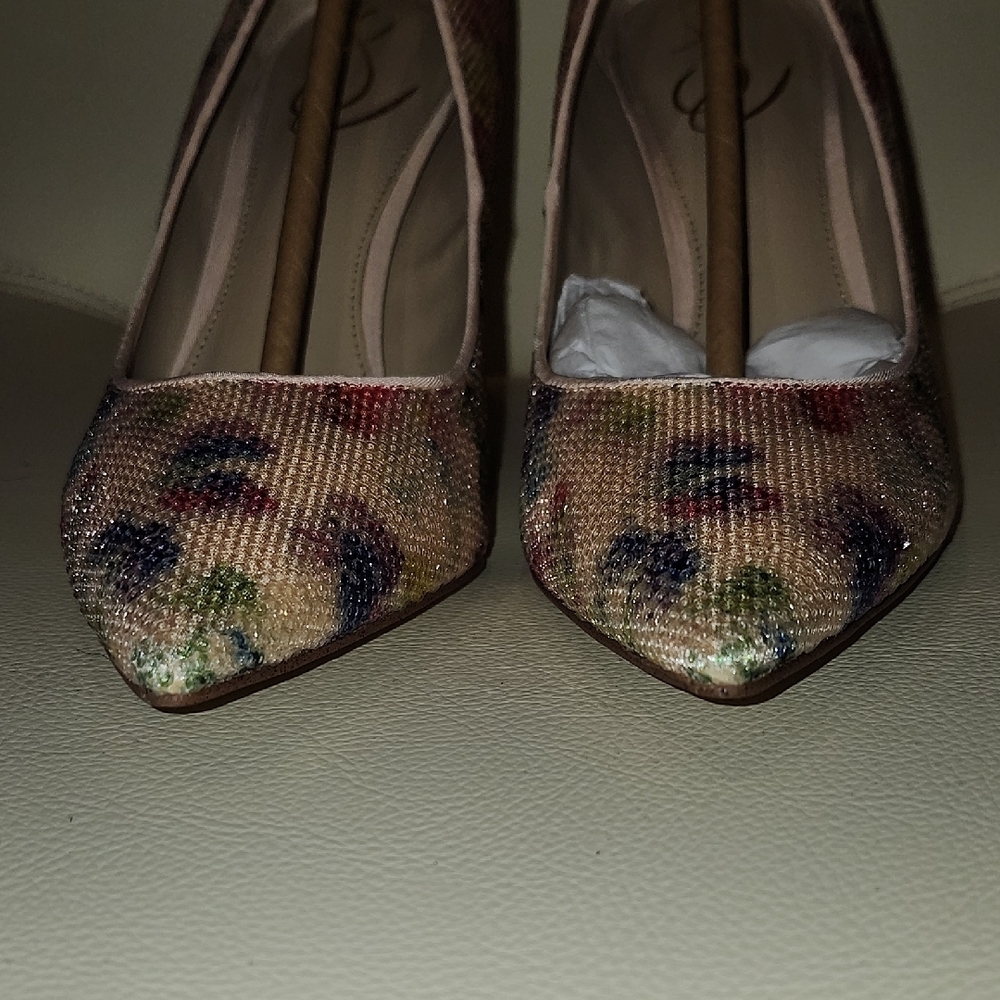 New - Sam Edelman "Hazel" Floral Sequin Heels - Picture 3 of 13